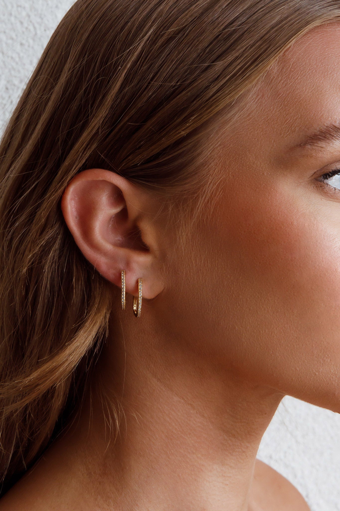 Ark Diamante Hoop Earrings Gold by Selfie Leslie