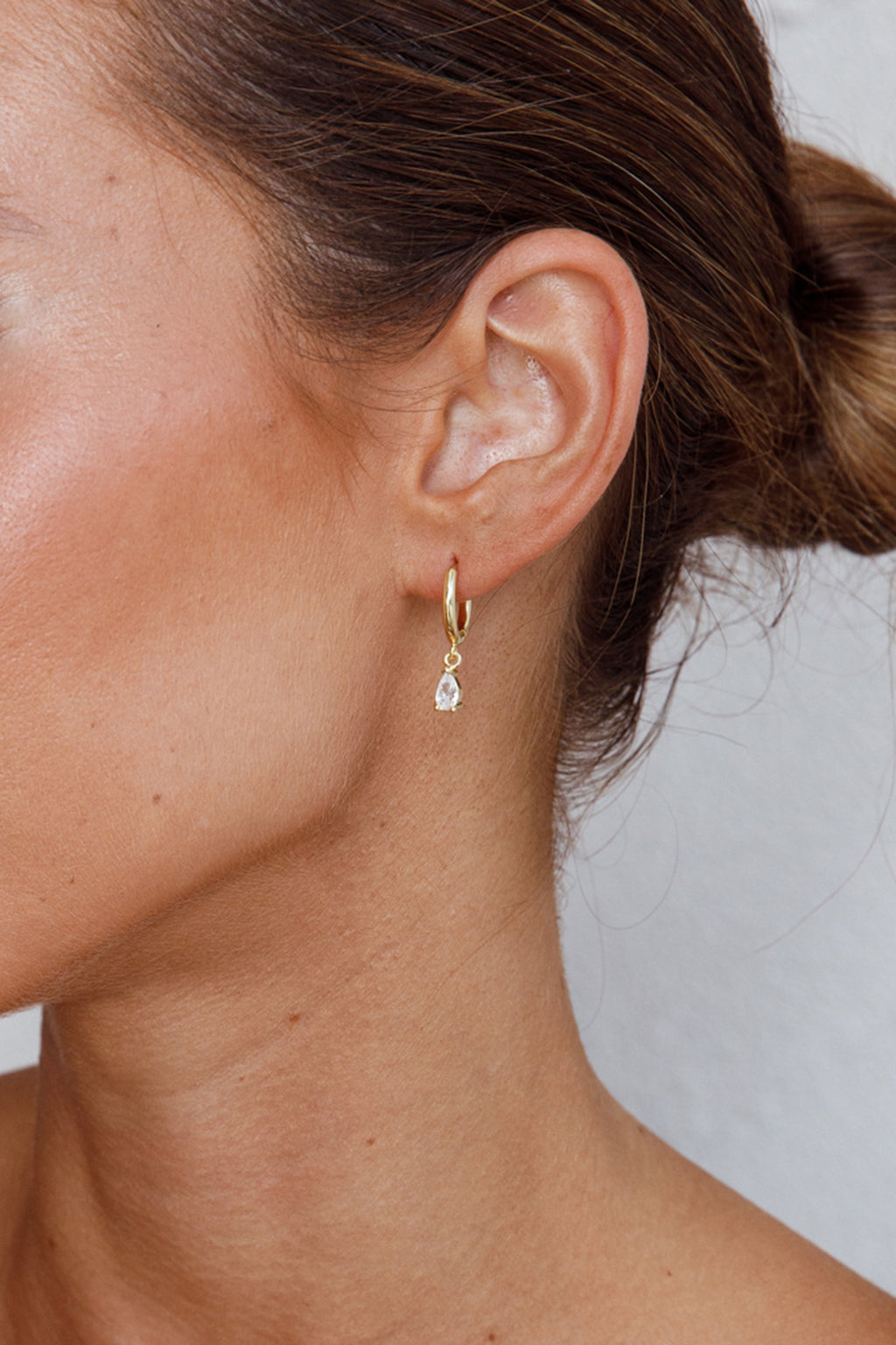 Teary Drop Diamante Hoop Earrings Gold by Selfie Leslie