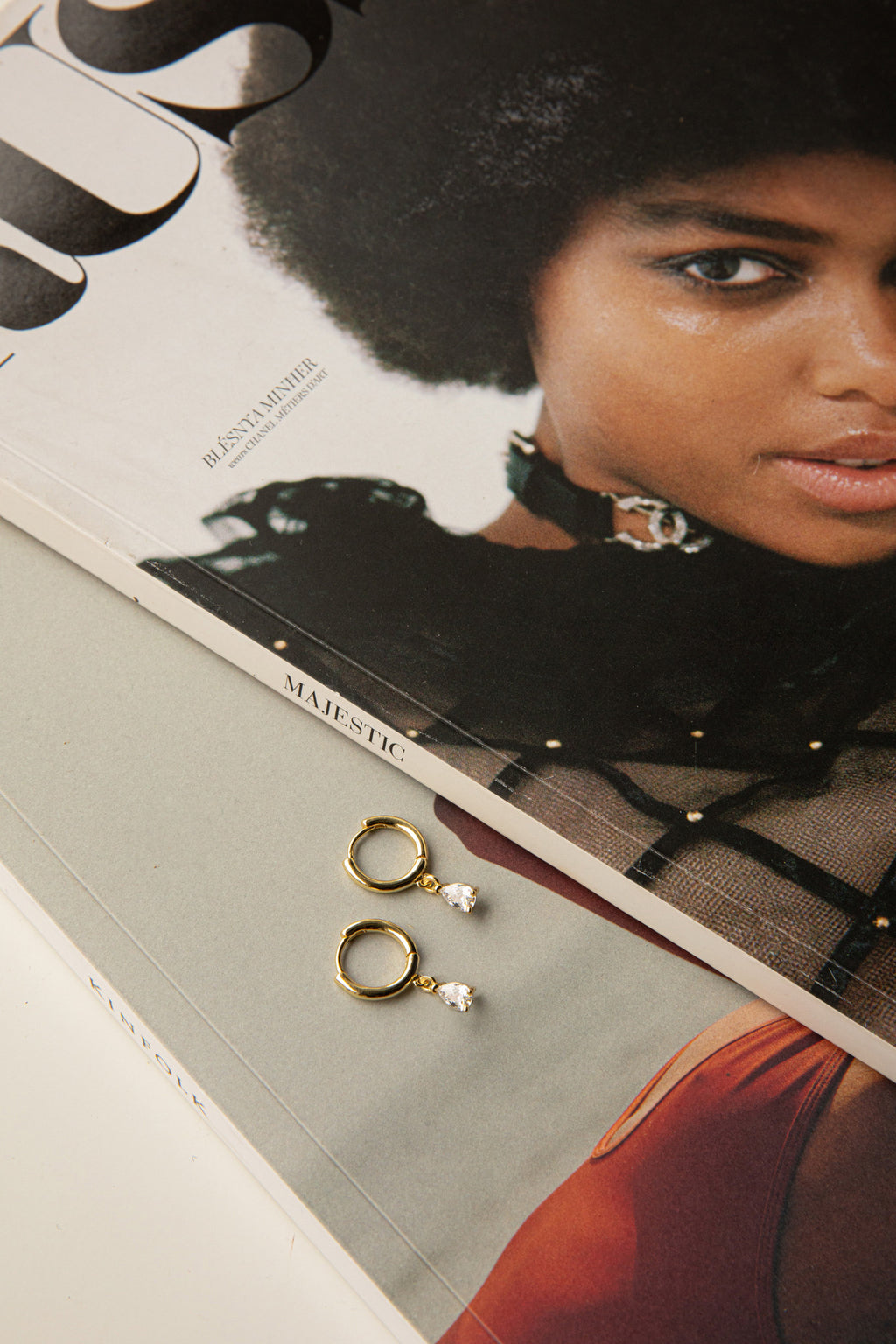 Teary Drop Diamante Hoop Earrings Gold by Selfie Leslie