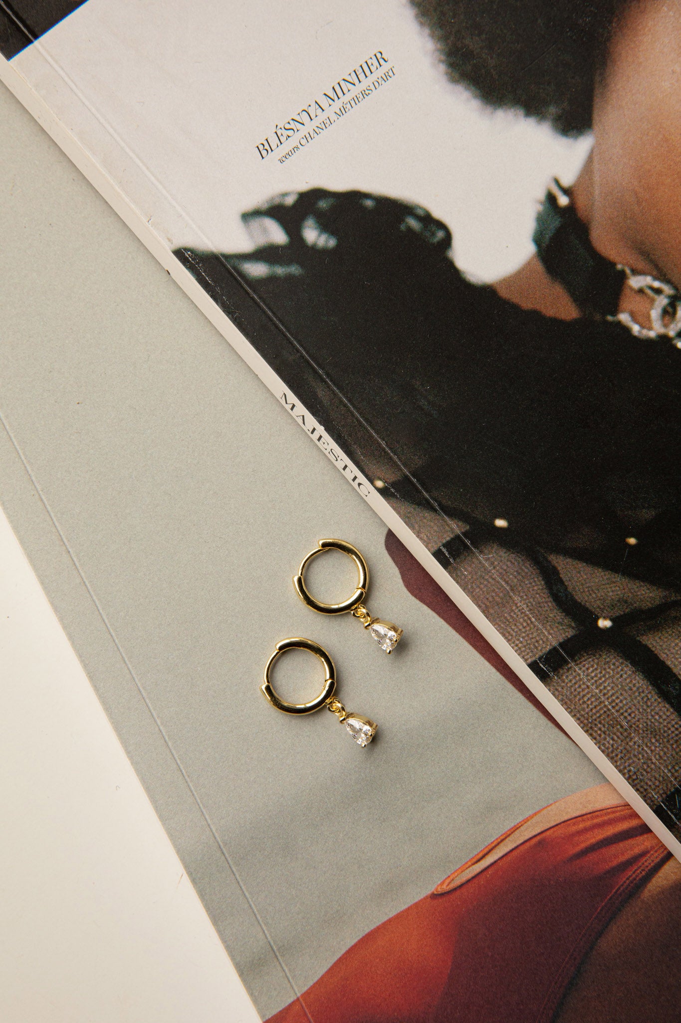 Teary Drop Diamante Hoop Earrings Gold by Selfie Leslie