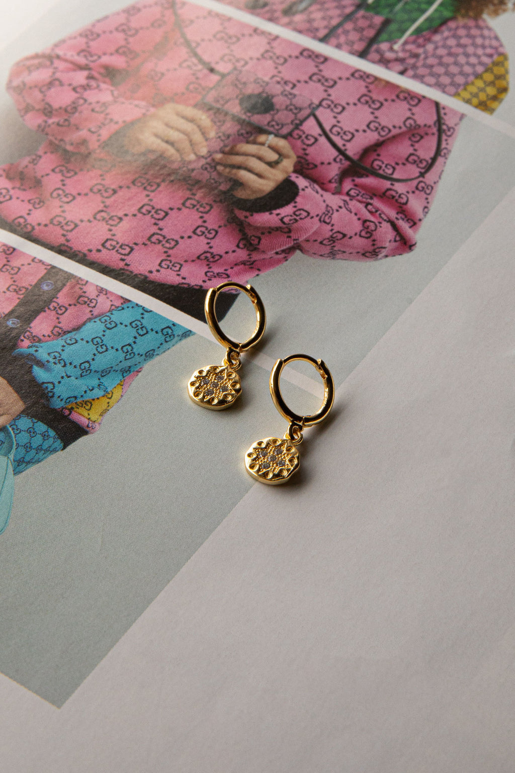Starry Night Drop Diamante Hoop Earrings Gold by Selfie Leslie