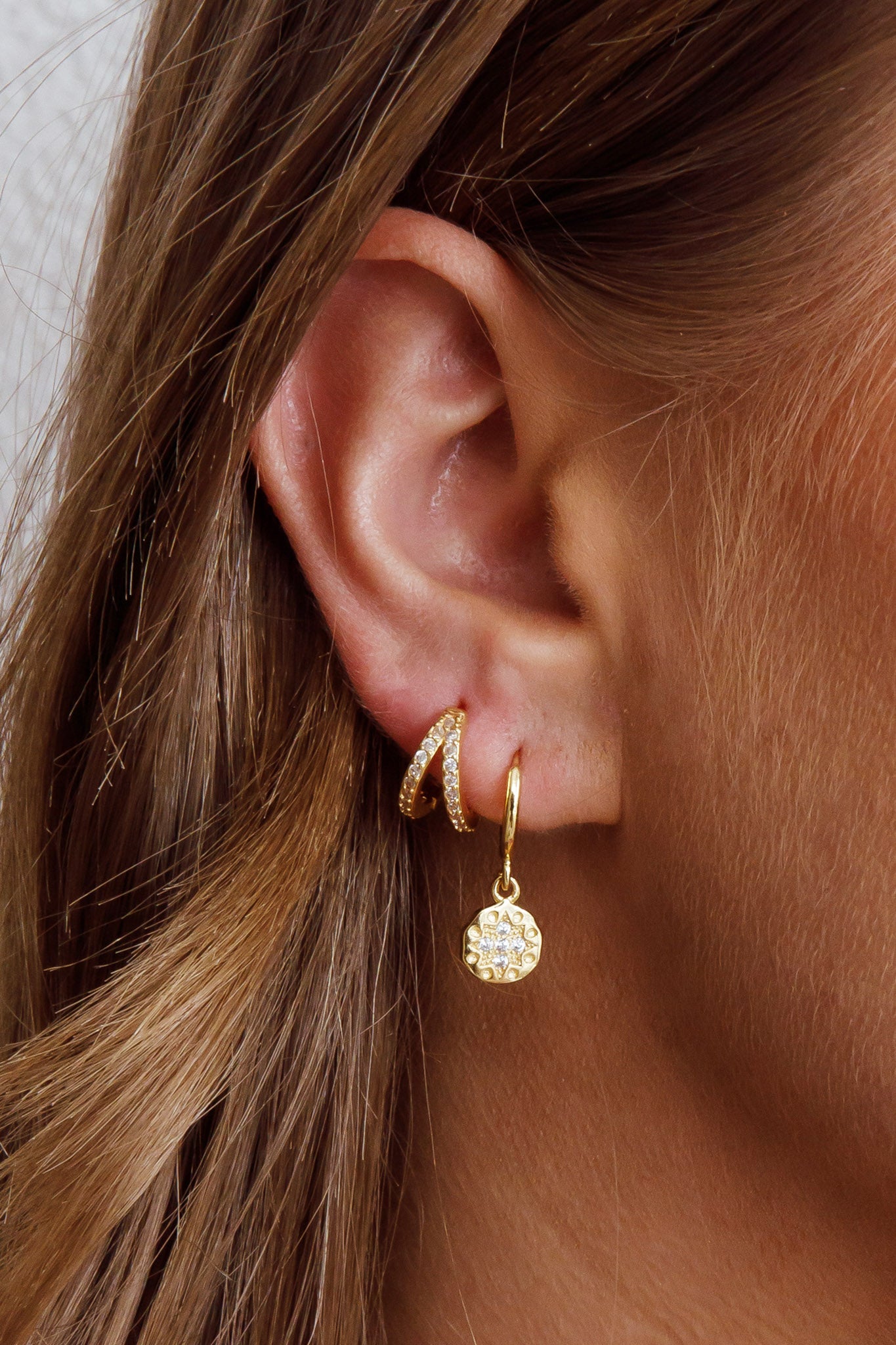 Starry Night Drop Diamante Hoop Earrings Gold by Selfie Leslie