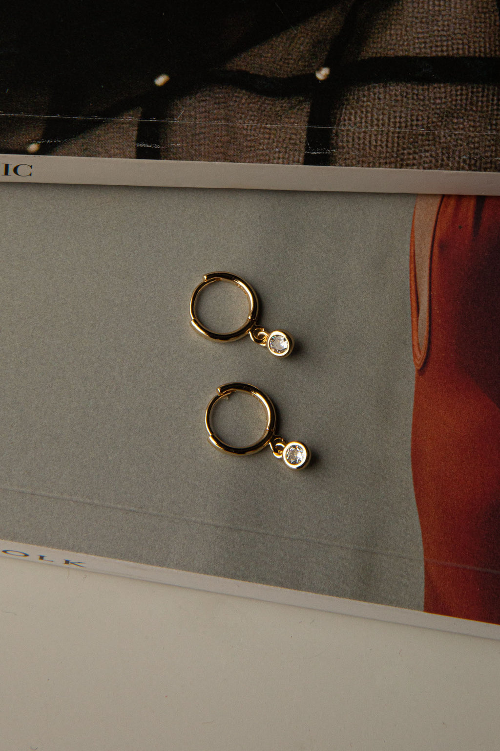 Twelve O'clock Drop Diamante Hoop Earrings Gold by Selfie Leslie