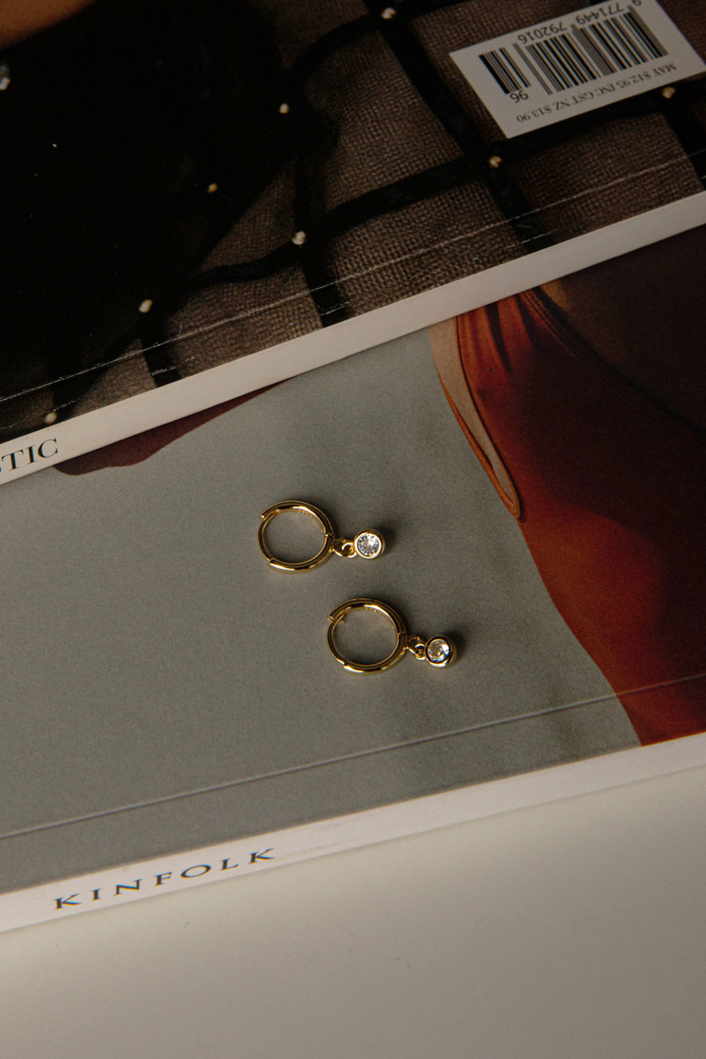 Twelve O'clock Drop Diamante Hoop Earrings Gold by Selfie Leslie