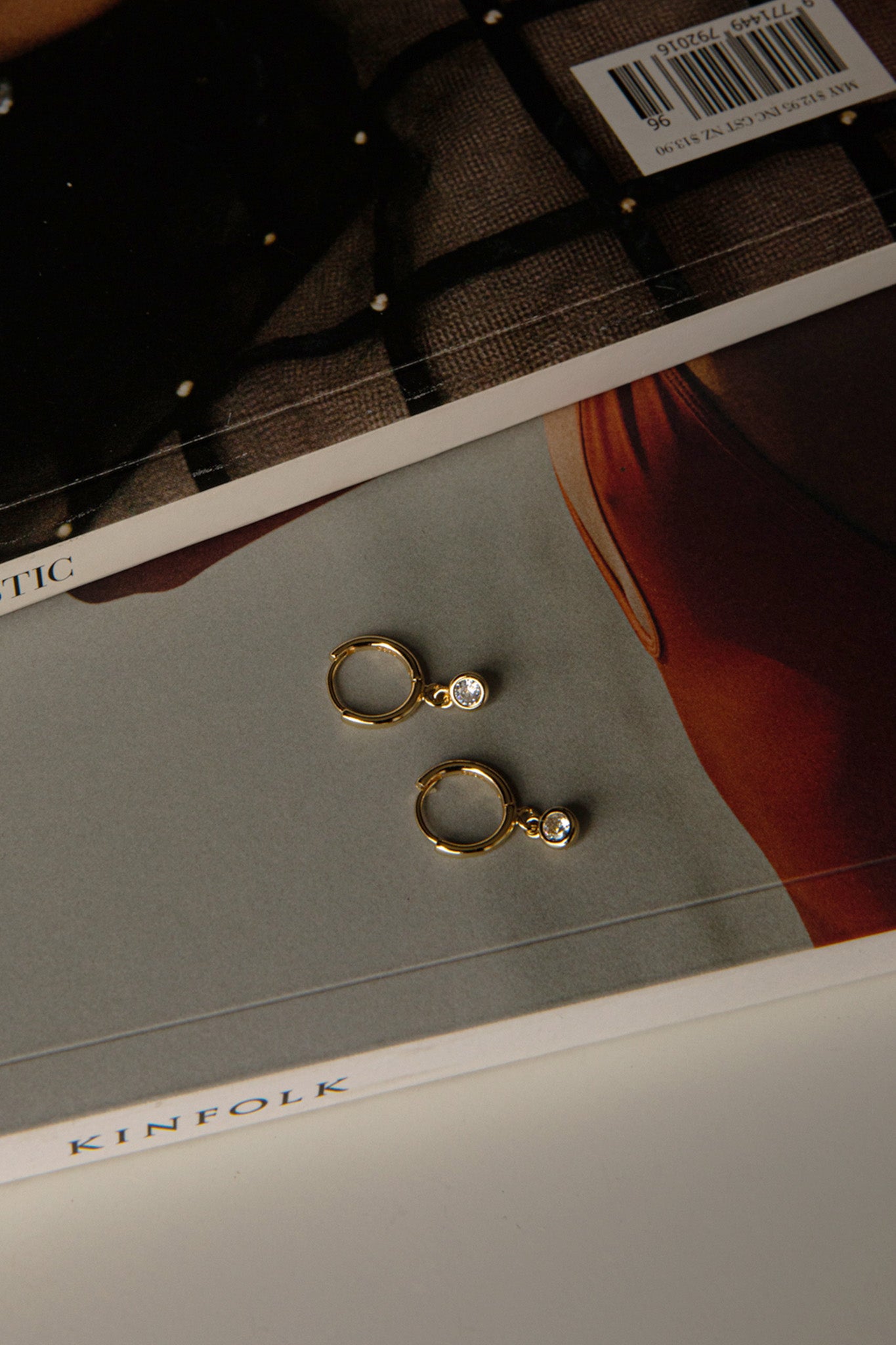 Twelve O'clock Drop Diamante Hoop Earrings Gold by Selfie Leslie