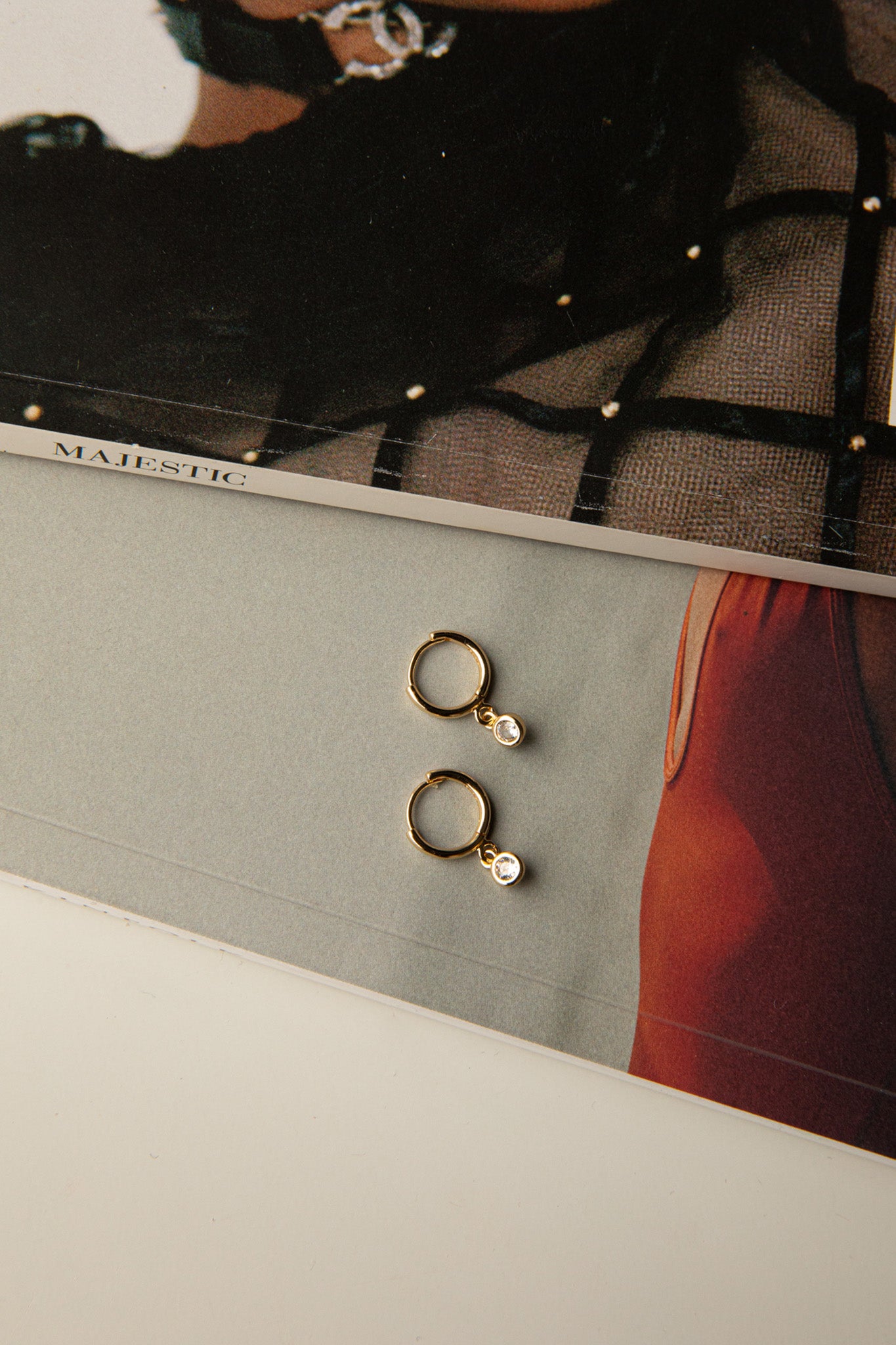Twelve O'clock Drop Diamante Hoop Earrings Gold by Selfie Leslie