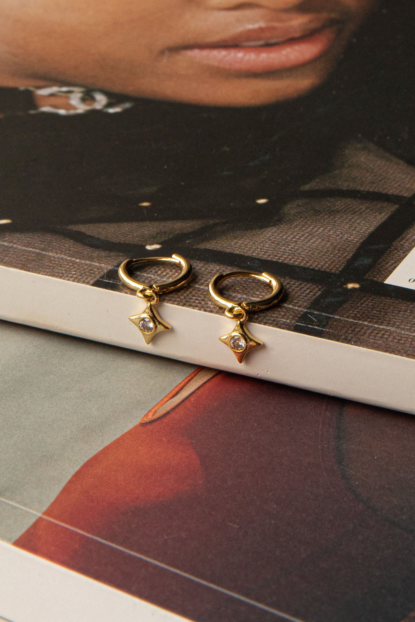 Lucida Drop Diamante Hoop Earrings Gold by Selfie Leslie