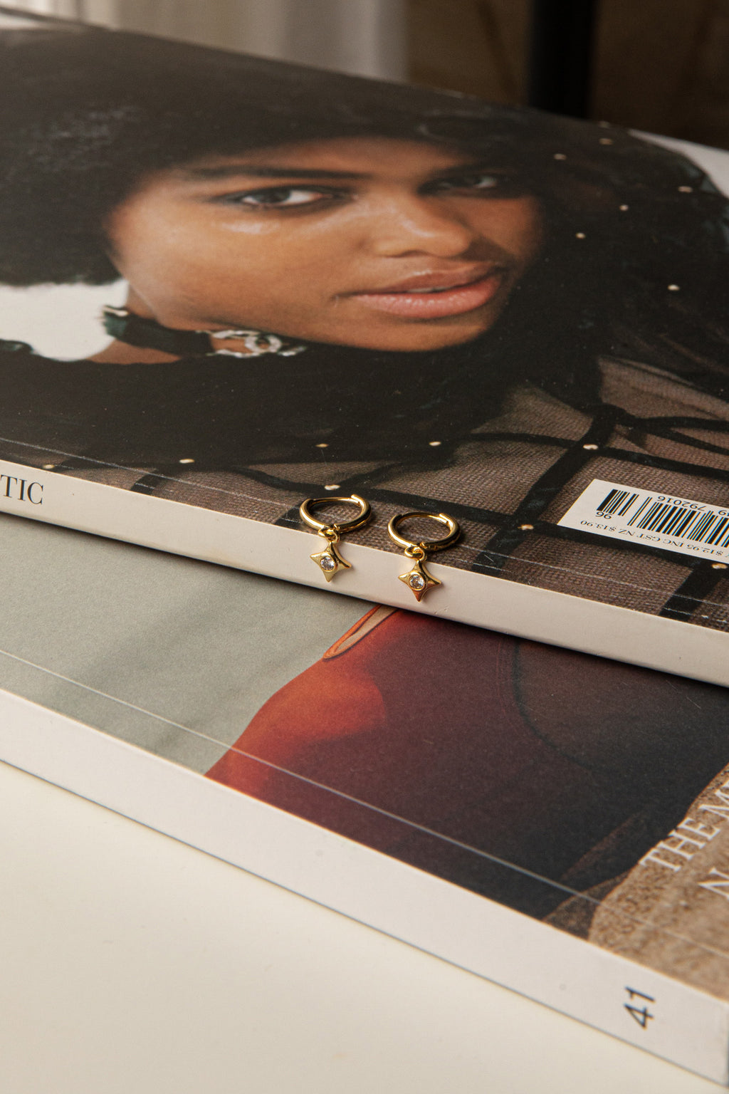 Lucida Drop Diamante Hoop Earrings Gold by Selfie Leslie