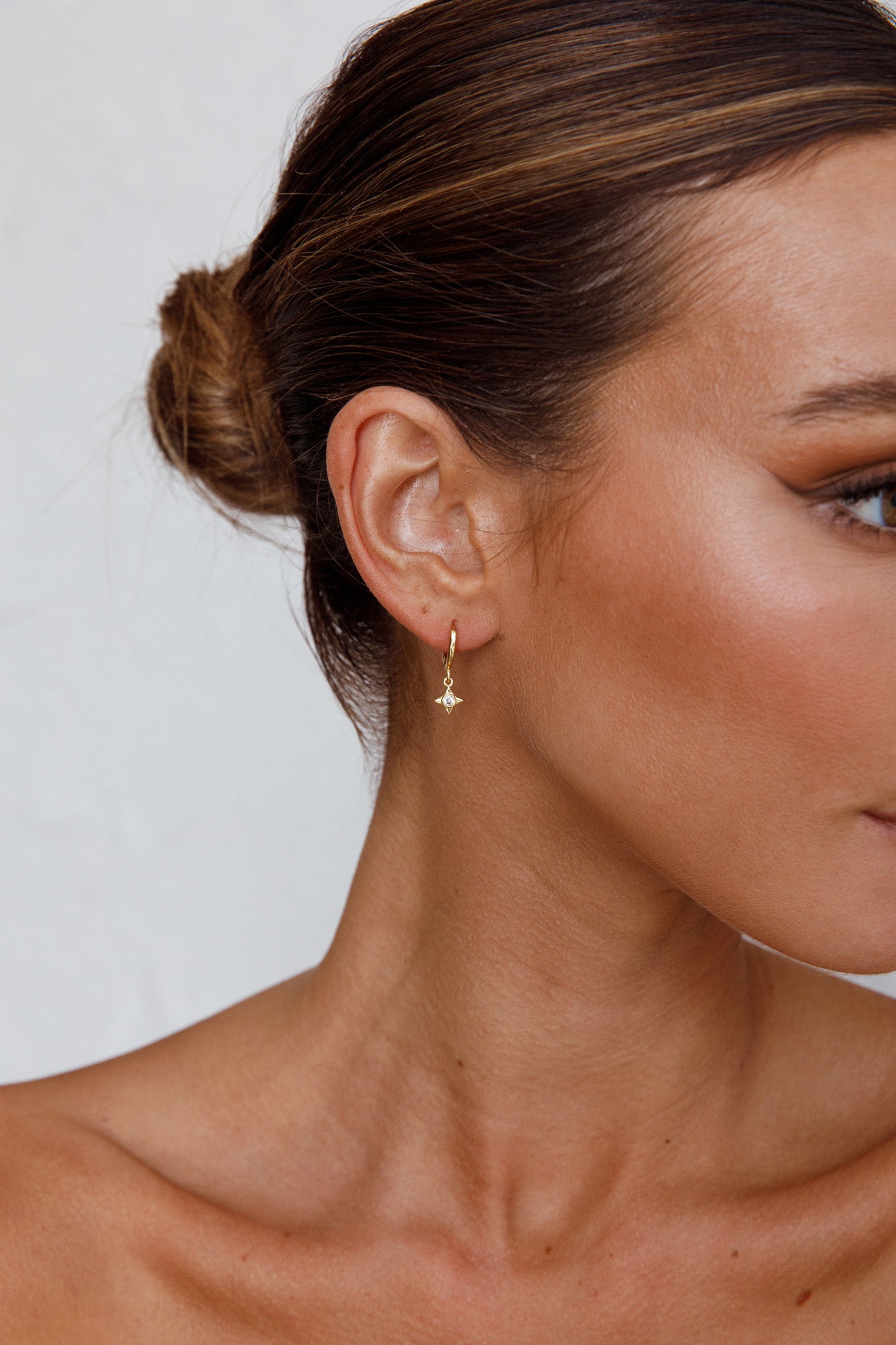 Lucida Drop Diamante Hoop Earrings Gold by Selfie Leslie