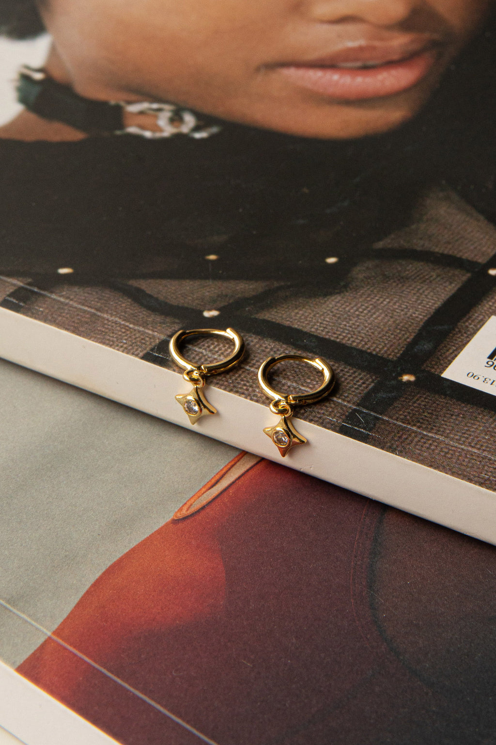 Lucida Drop Diamante Hoop Earrings Gold by Selfie Leslie