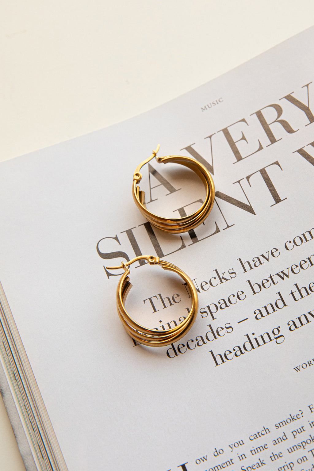 Mona Triple Hoop Earrings Gold by Selfie Leslie