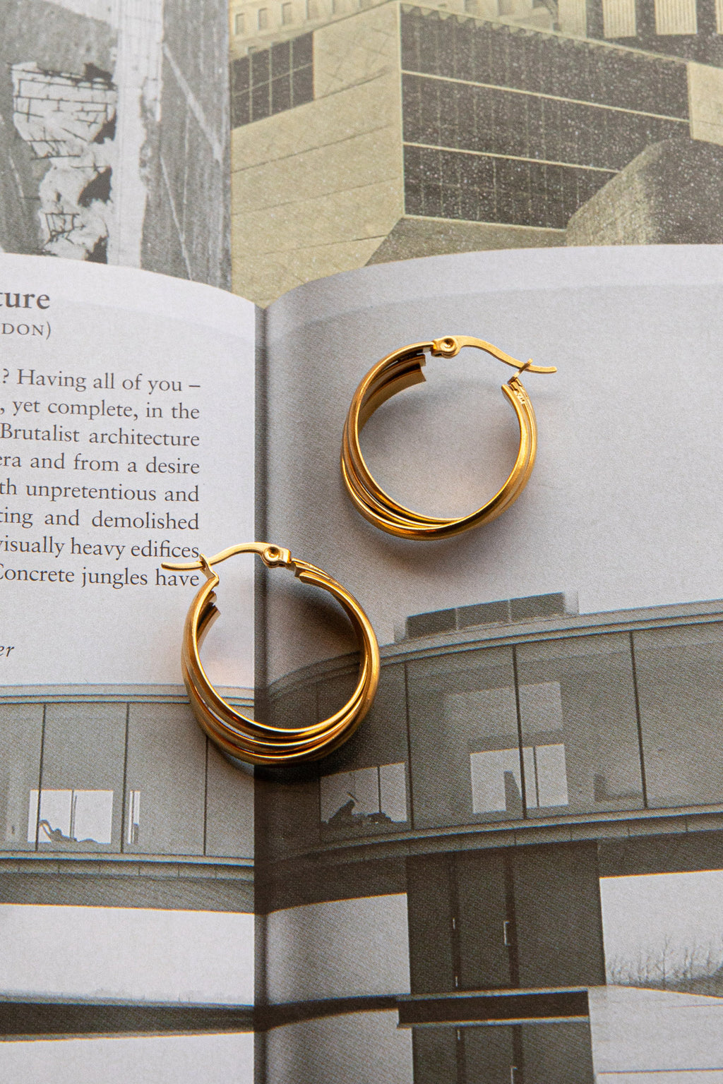 Mona Triple Hoop Earrings Gold by Selfie Leslie