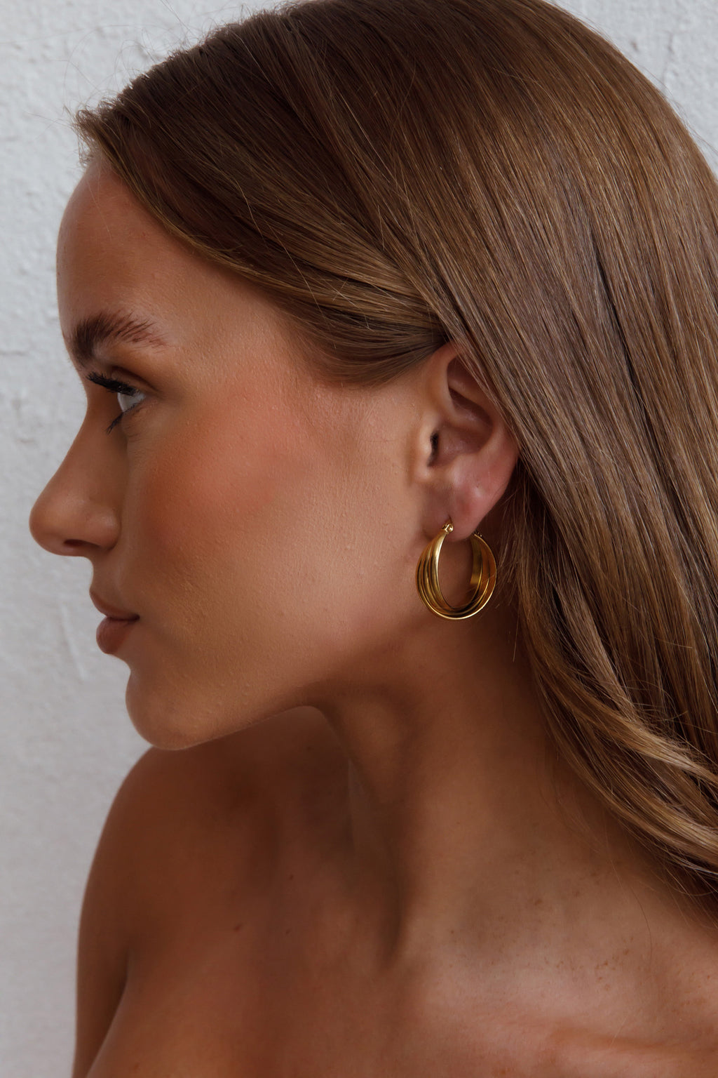Mona Triple Hoop Earrings Gold by Selfie Leslie