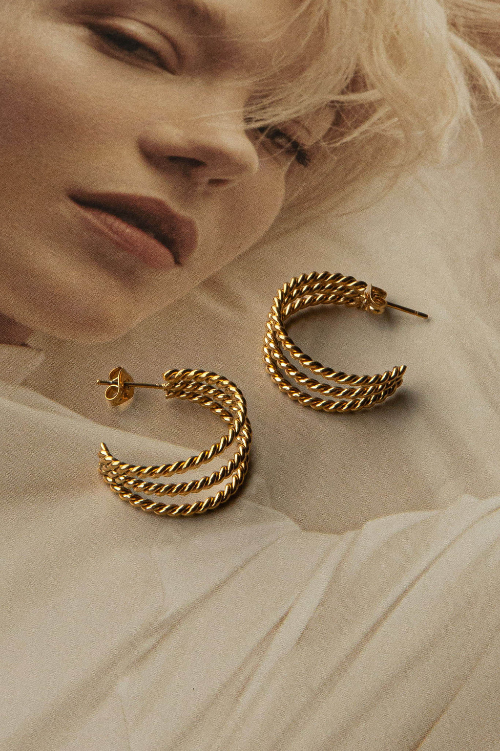San Francisco Triple Open Hoop Earrings Gold by Selfie Leslie