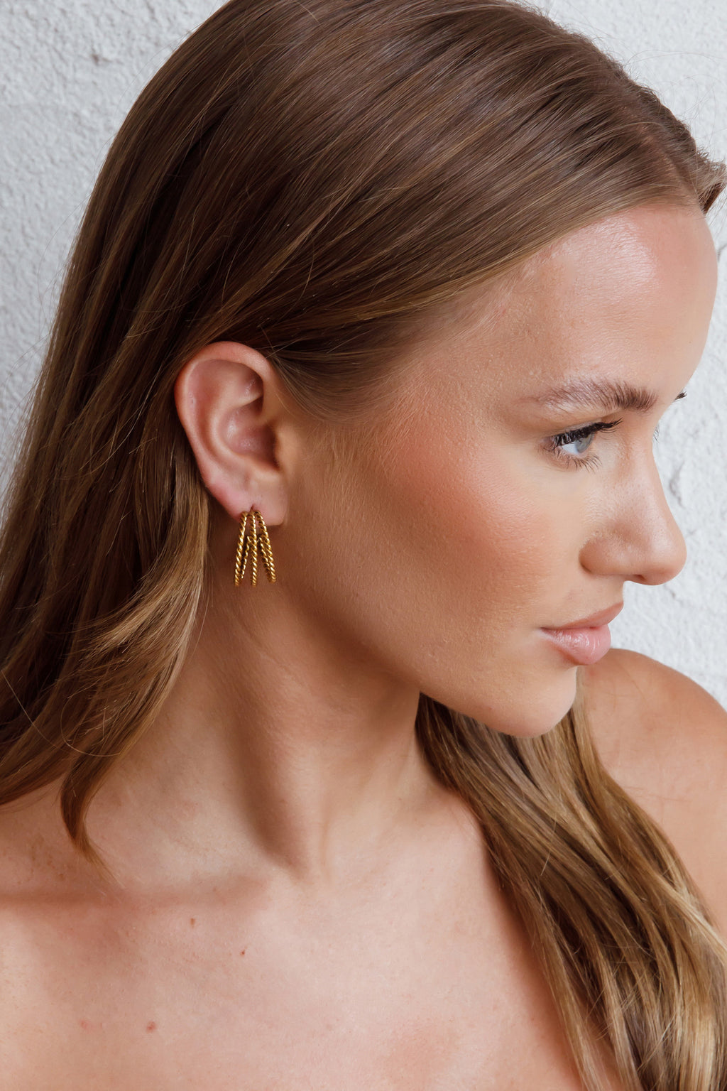 San Francisco Triple Open Hoop Earrings Gold by Selfie Leslie