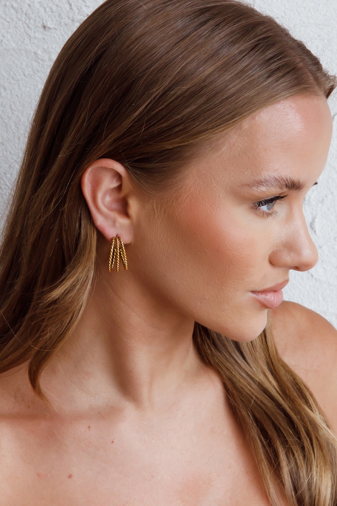 San Francisco Triple Open Hoop Earrings Gold by Selfie Leslie