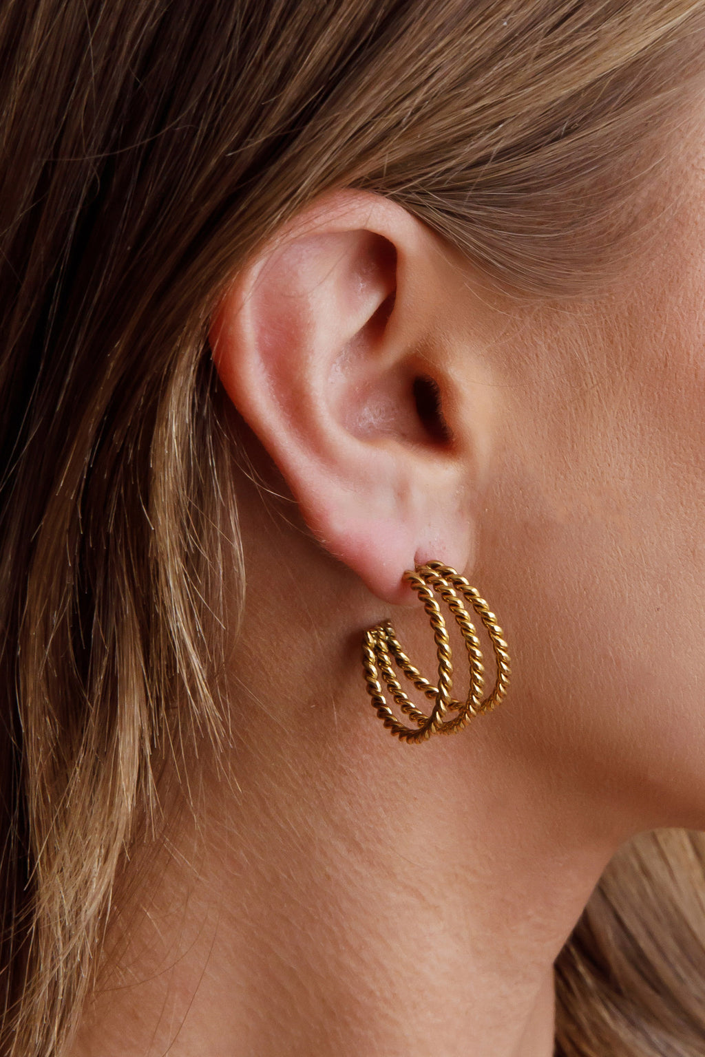 San Francisco Triple Open Hoop Earrings Gold by Selfie Leslie
