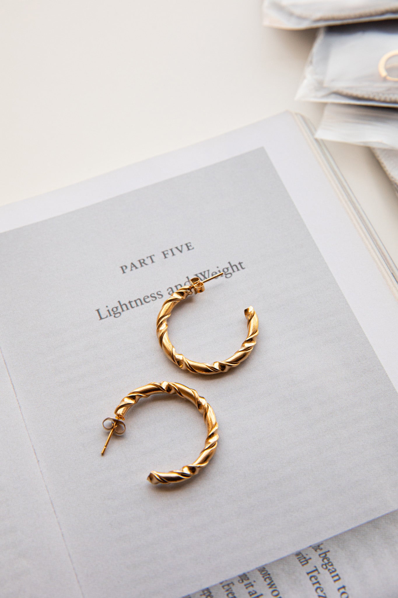 Rachmaninov Open Hoop Earrings Gold by Selfie Leslie