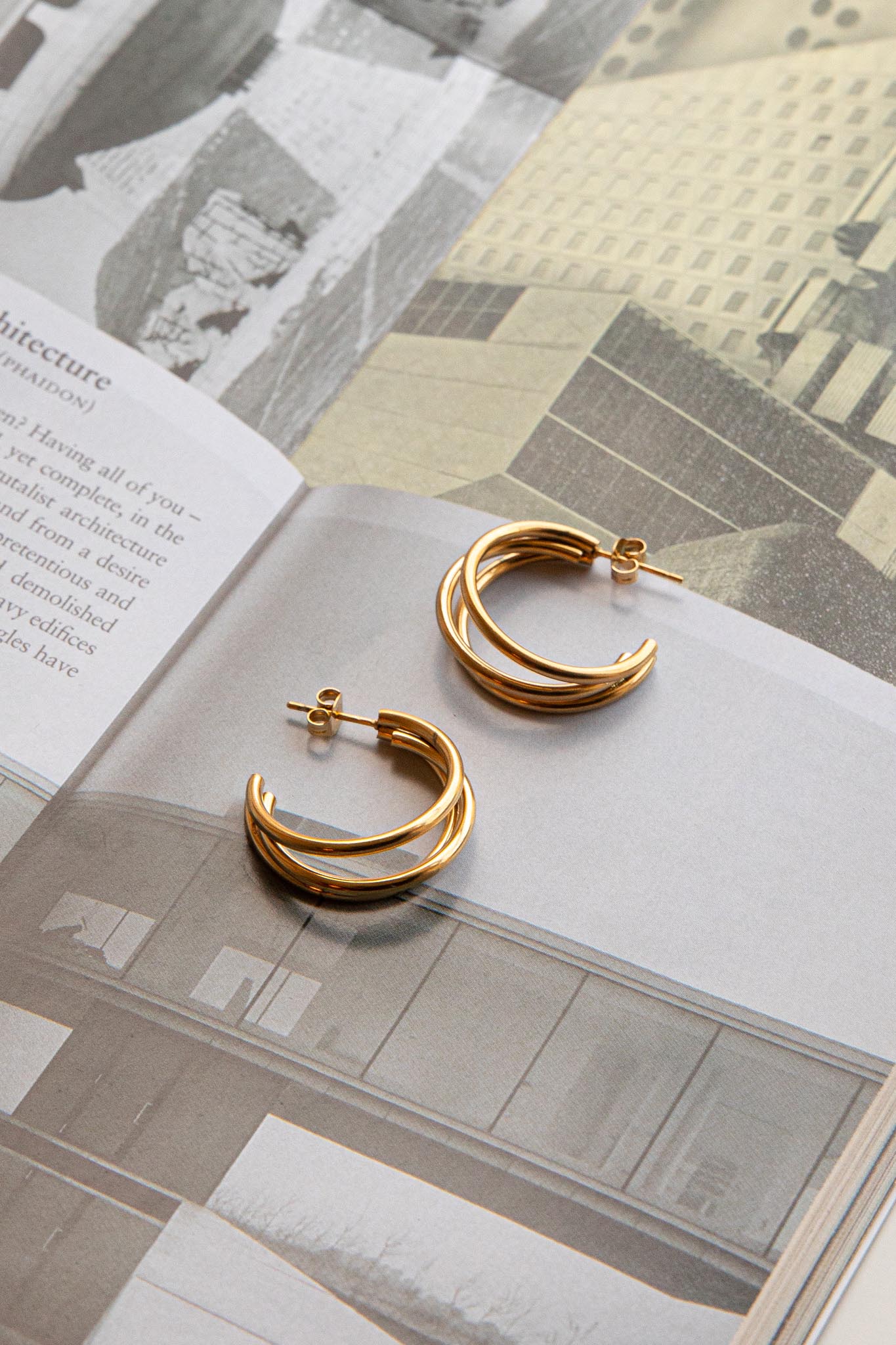 Dominique Triple Open Hoop Earrings Gold by Selfie Leslie