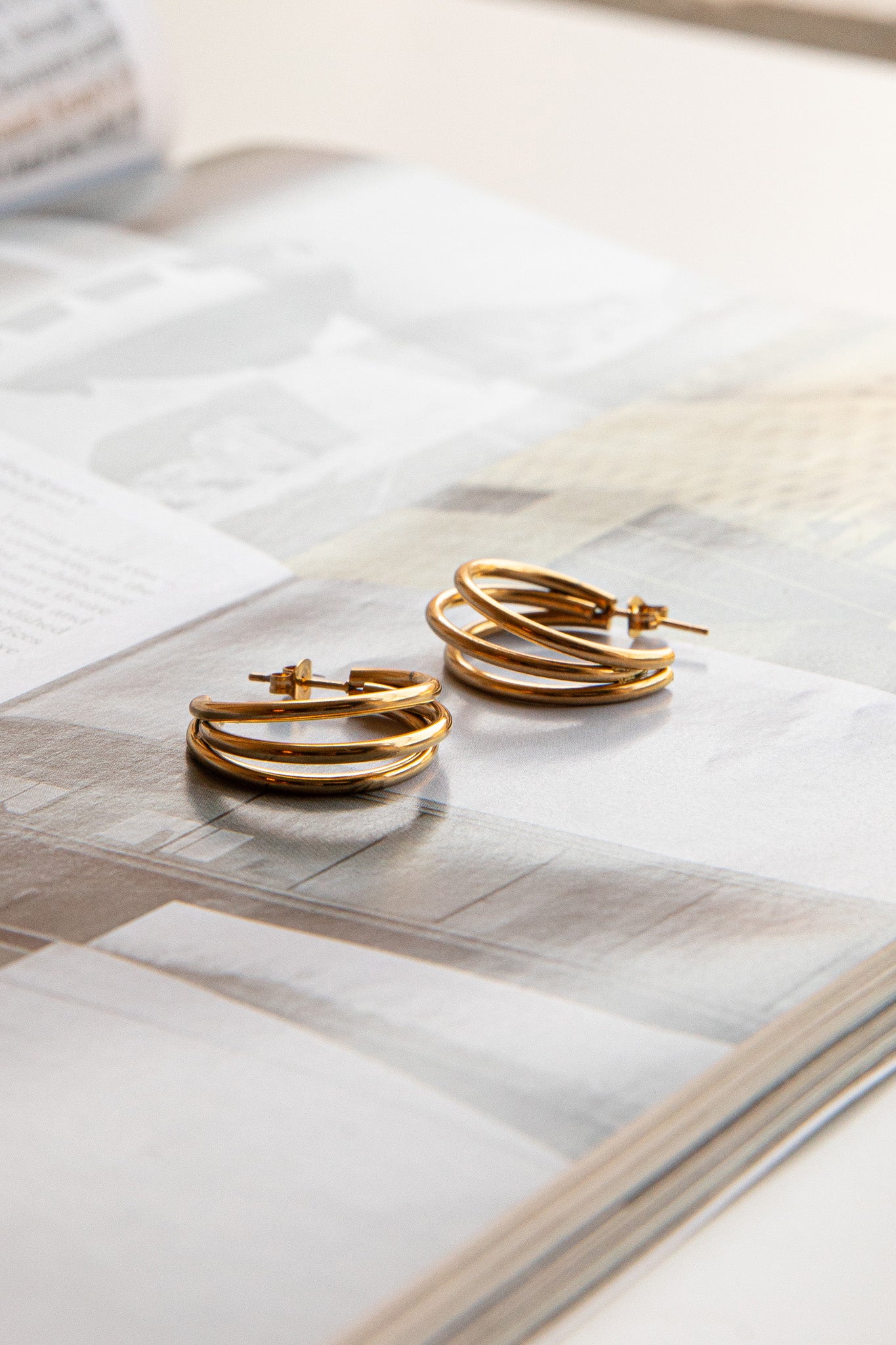 Dominique Triple Open Hoop Earrings Gold by Selfie Leslie