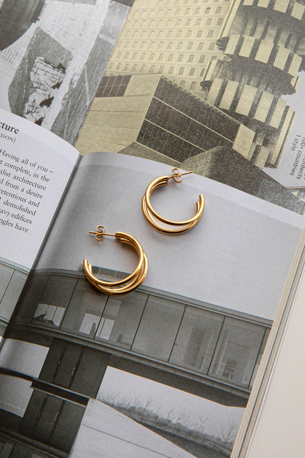 Dominique Triple Open Hoop Earrings Gold by Selfie Leslie