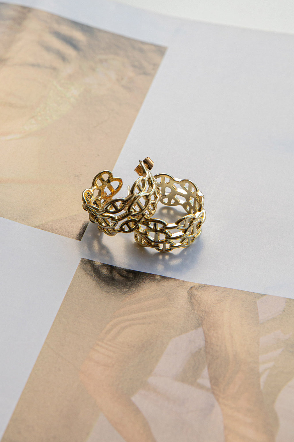 Georgiana Open Chain Hoop Earrings Gold by Selfie Leslie