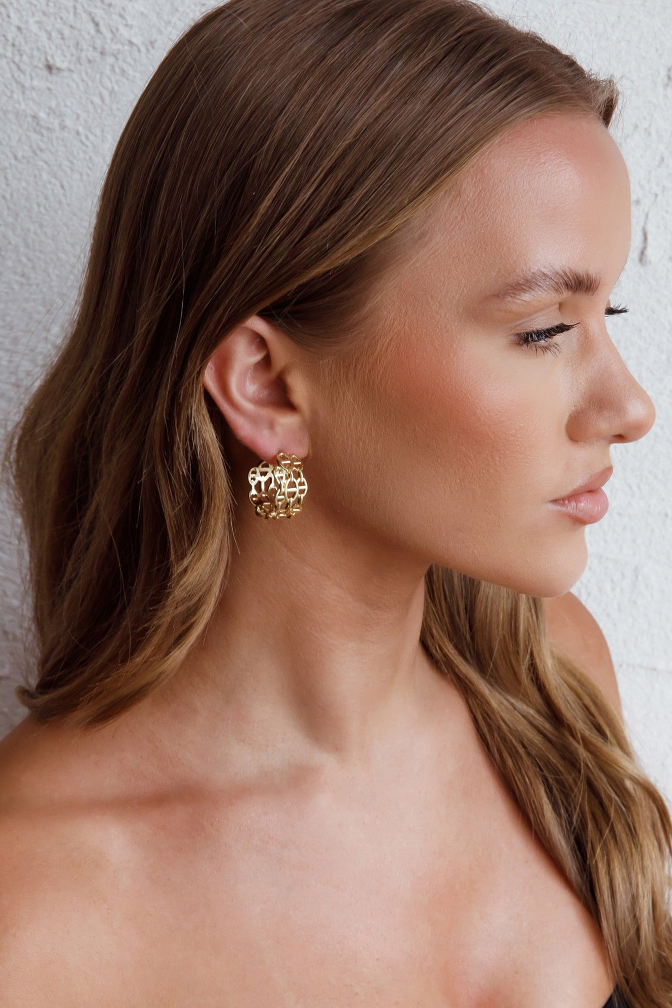 Georgiana Open Chain Hoop Earrings Gold by Selfie Leslie