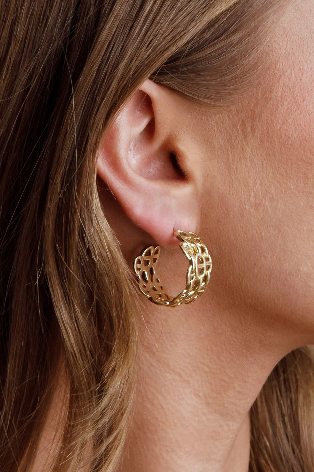 Georgiana Open Chain Hoop Earrings Gold by Selfie Leslie