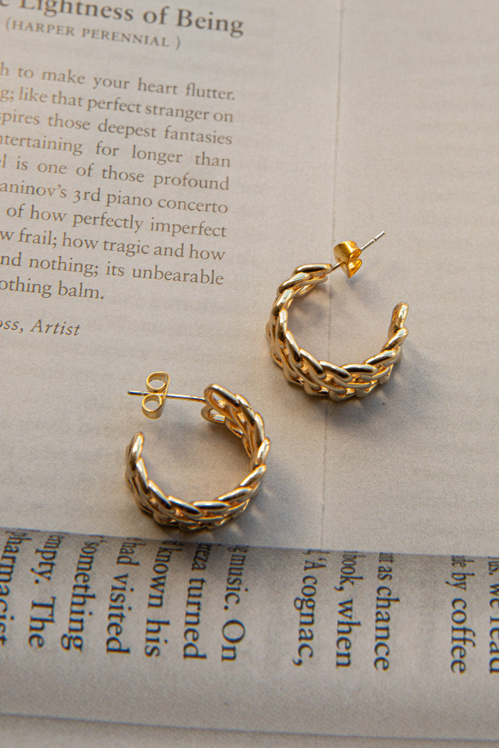 Damian Open Chain Hoop Earrings Gold by Selfie Leslie