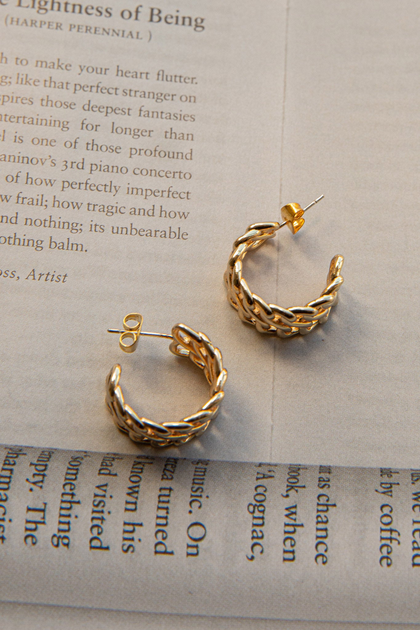 Damian Open Chain Hoop Earrings Gold by Selfie Leslie