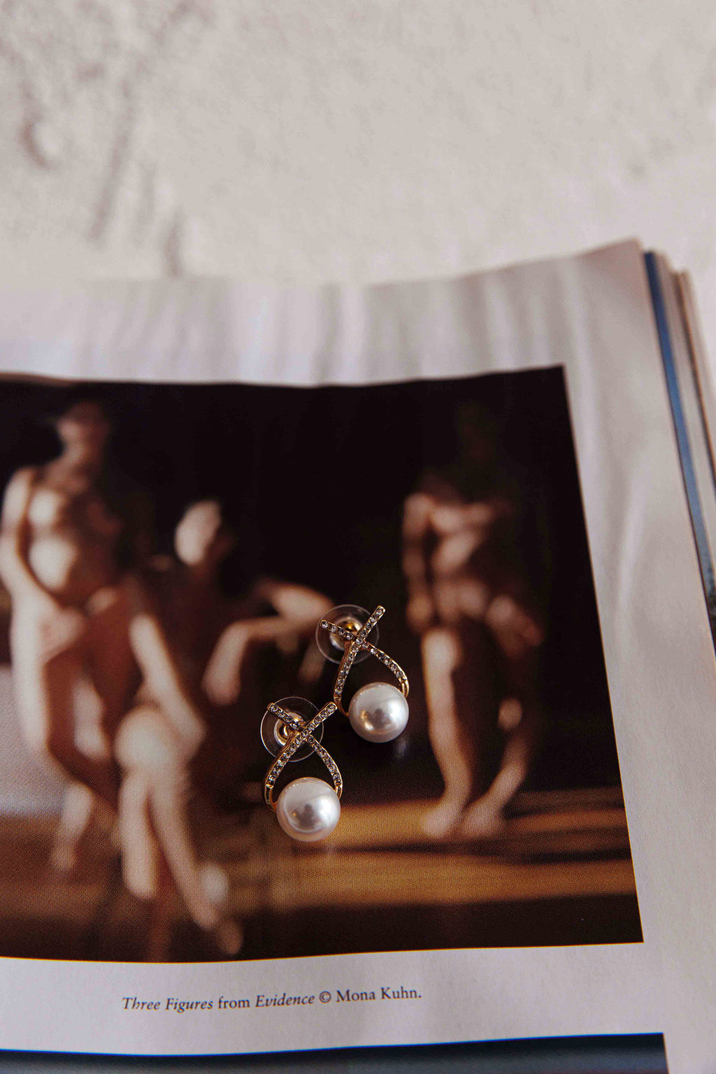 Aliyah Diamante X Pearl Earrings Gold by Selfie Leslie