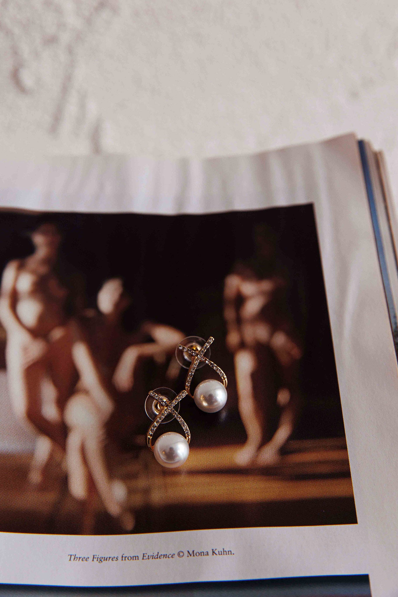 Aliyah Diamante X Pearl Earrings Gold by Selfie Leslie