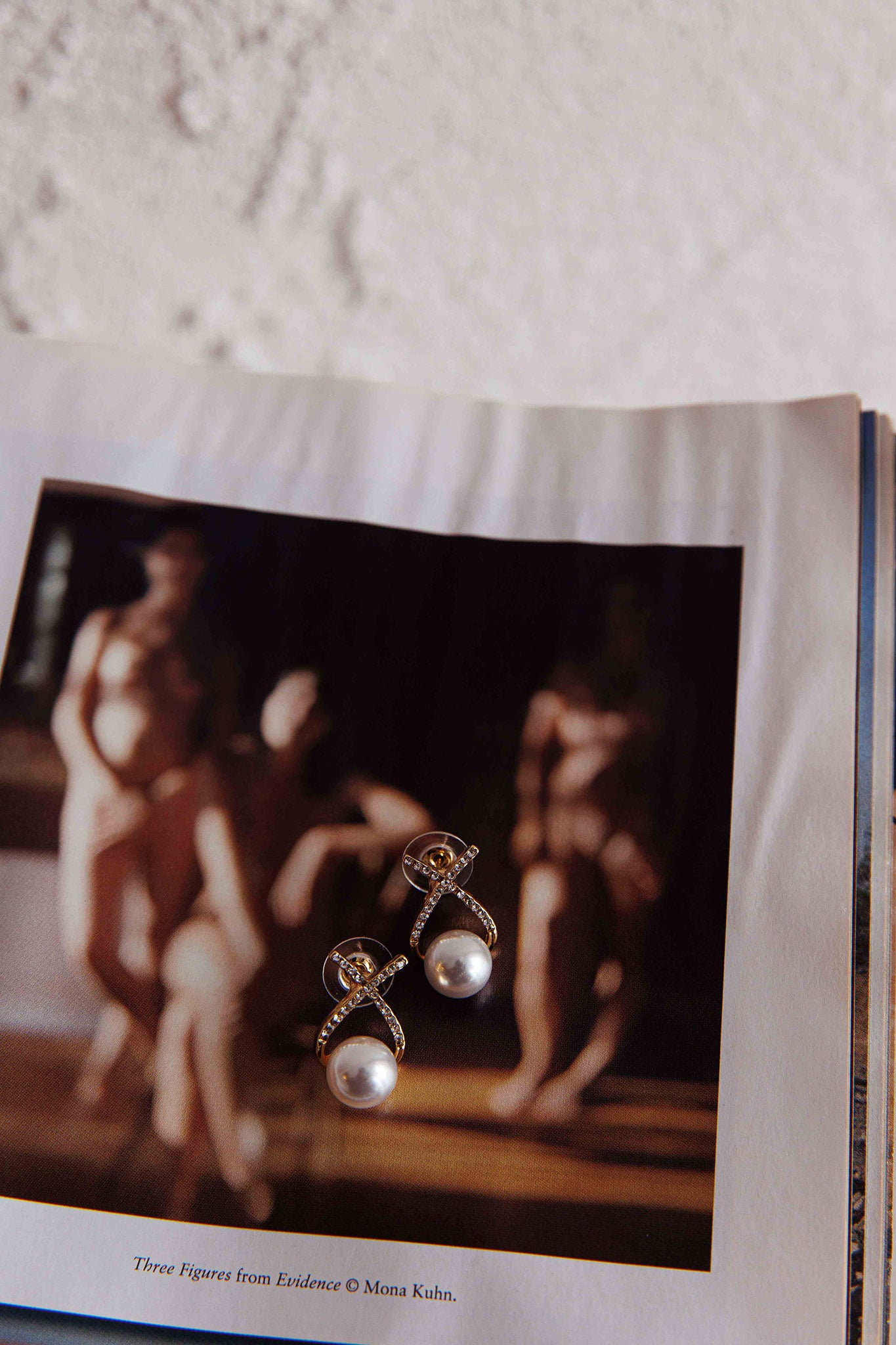 Aliyah Diamante X Pearl Earrings Gold by Selfie Leslie