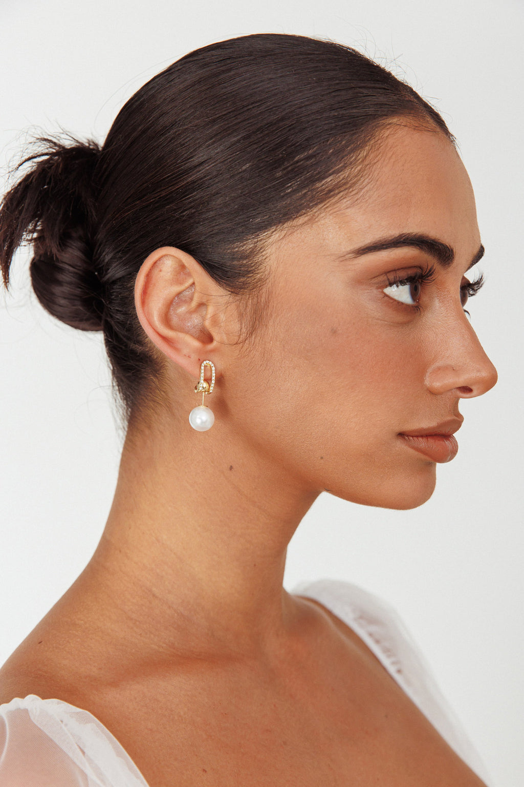 Maia Pearl Diamante Earrings Gold by Selfie Leslie