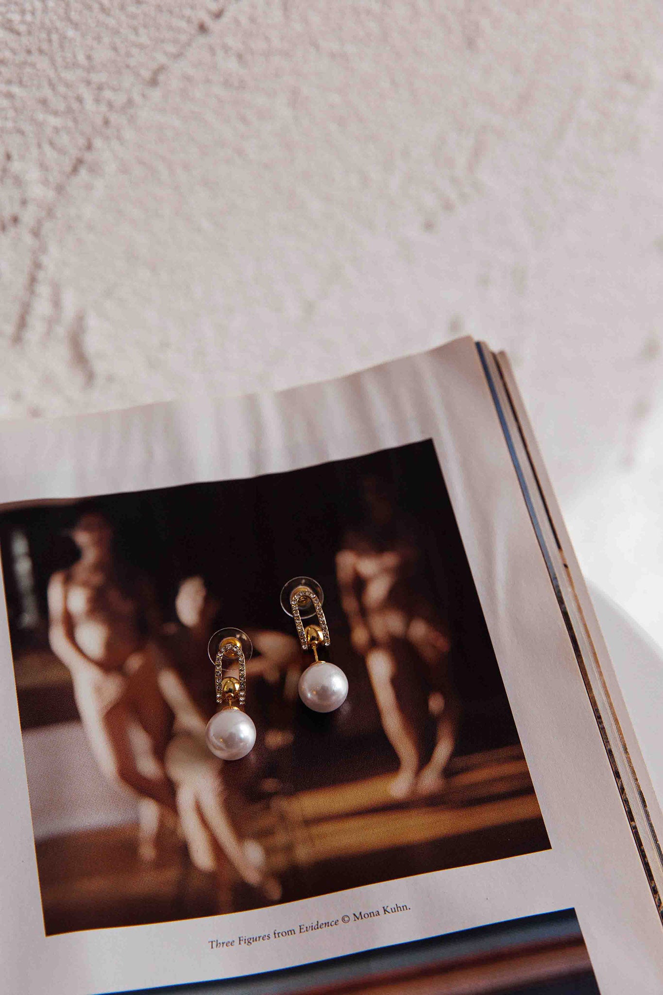 Maia Pearl Diamante Earrings Gold by Selfie Leslie
