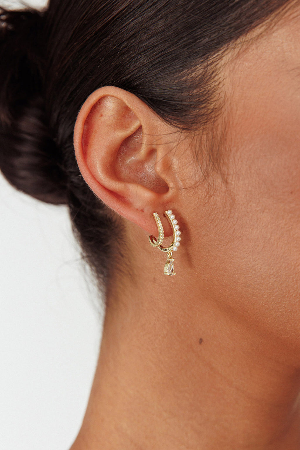 Dawn Double Pierce Illusion Earrings Gold by Selfie Leslie