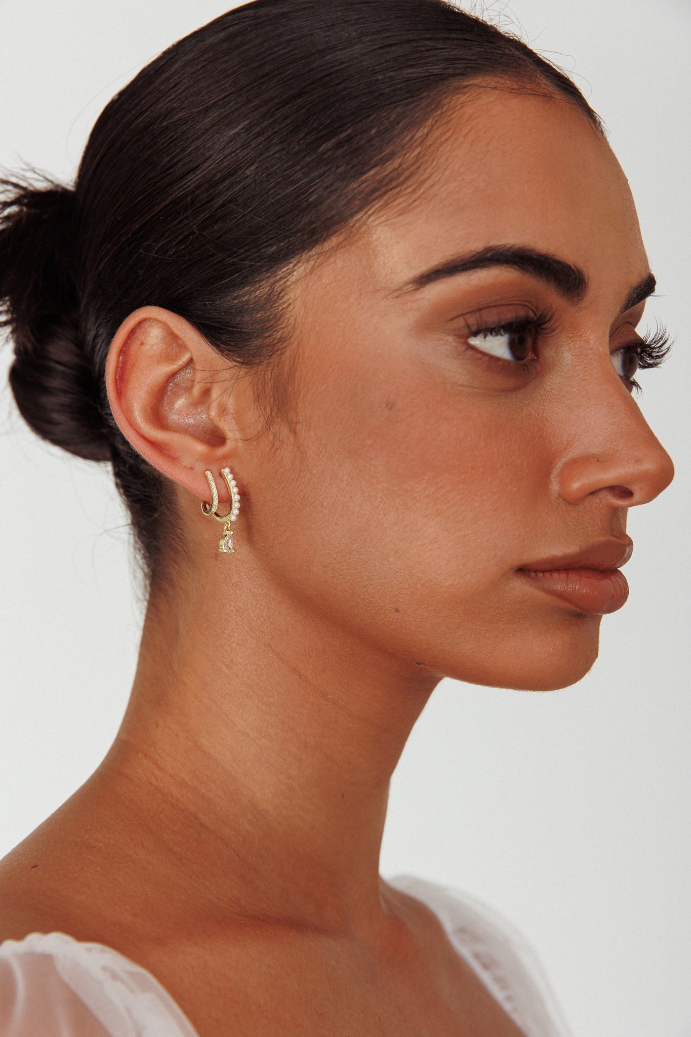Dawn Double Pierce Illusion Earrings Gold by Selfie Leslie