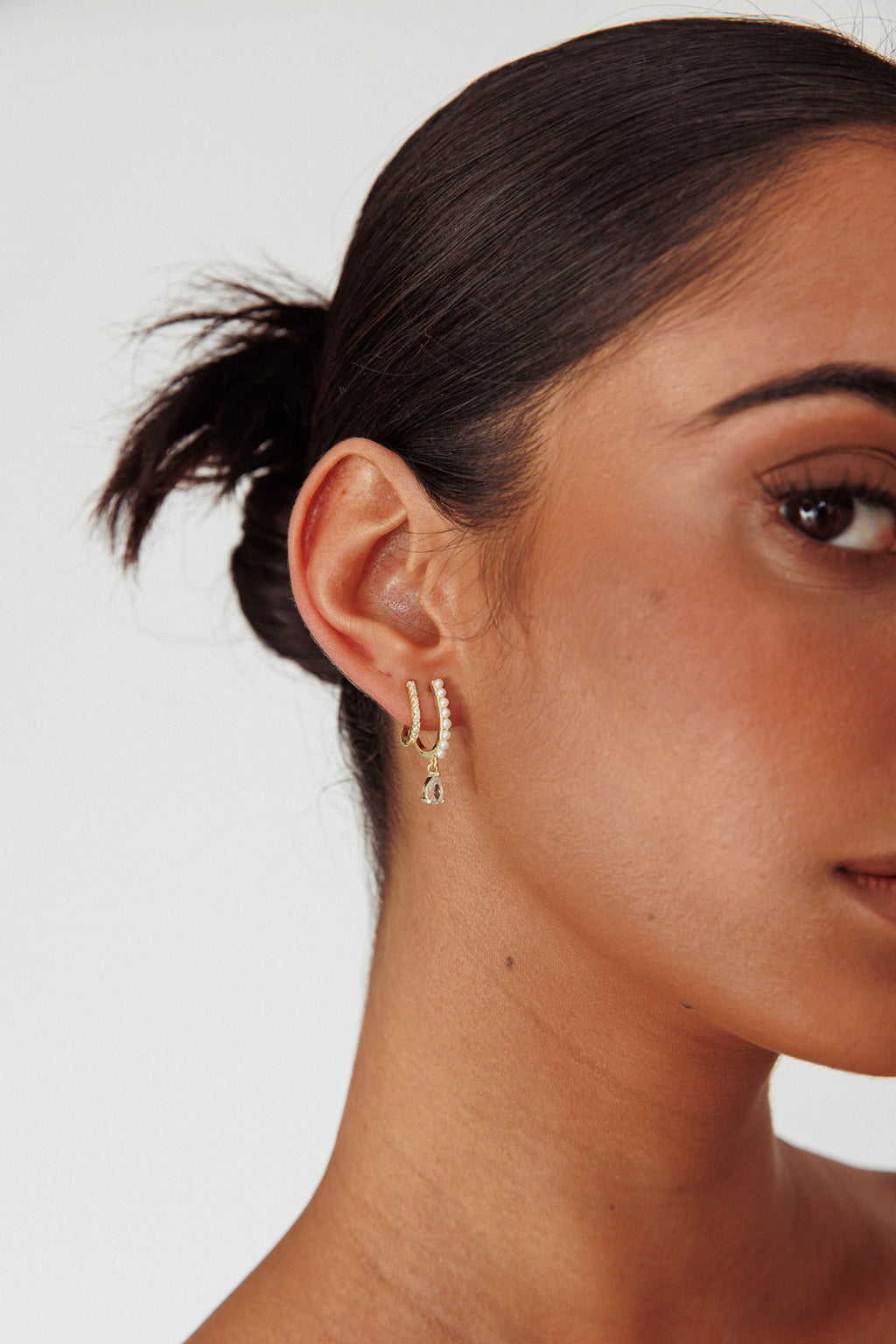 Dawn Double Pierce Illusion Earrings Gold by Selfie Leslie