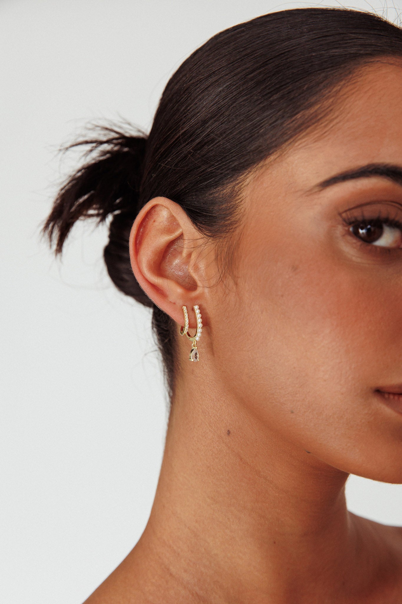 Dawn Double Pierce Illusion Earrings Gold by Selfie Leslie
