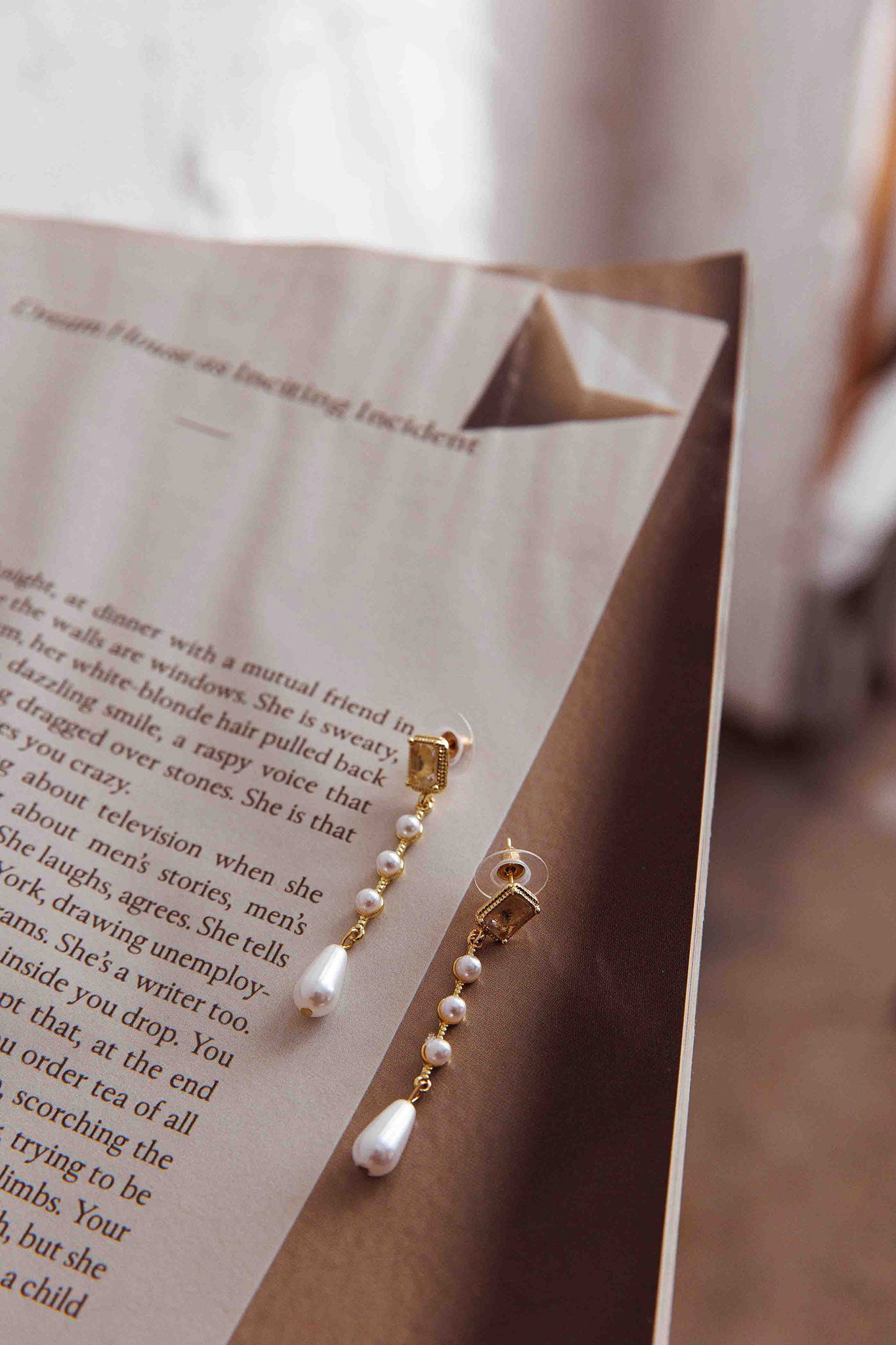 Mercy Pearl & Crystal Drop Earrings Gold by Selfie Leslie