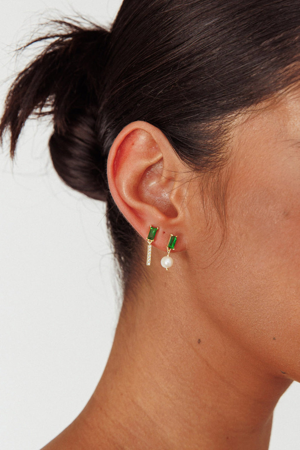 Ireland Gem & Pearl Earrings Gold by Selfie Leslie