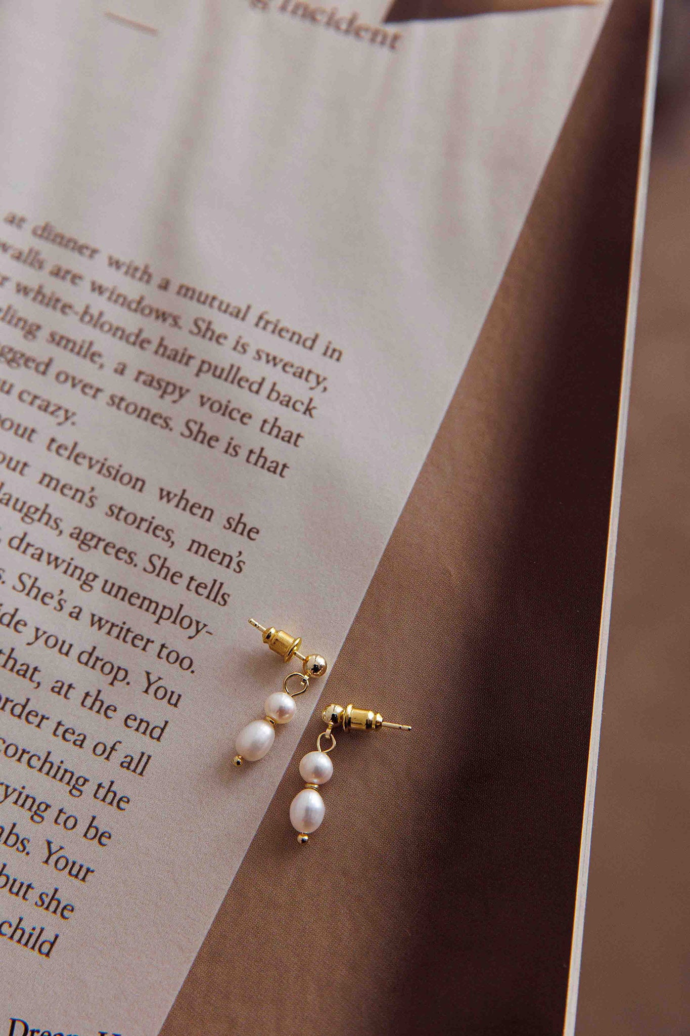 Julia Pearl Drop Earrings Gold by Selfie Leslie