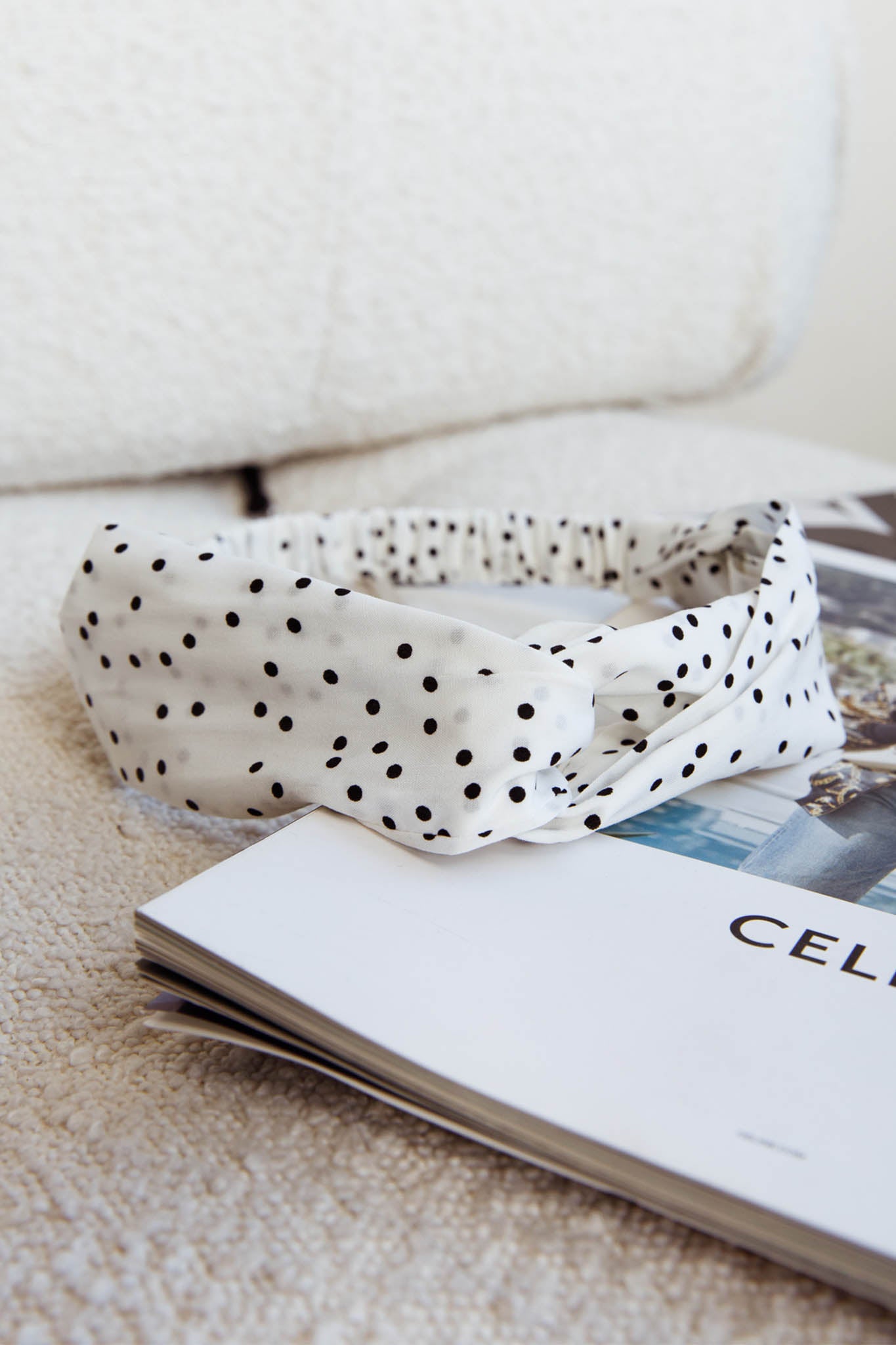 Top Knot Headband Spotted White by Selfie Leslie