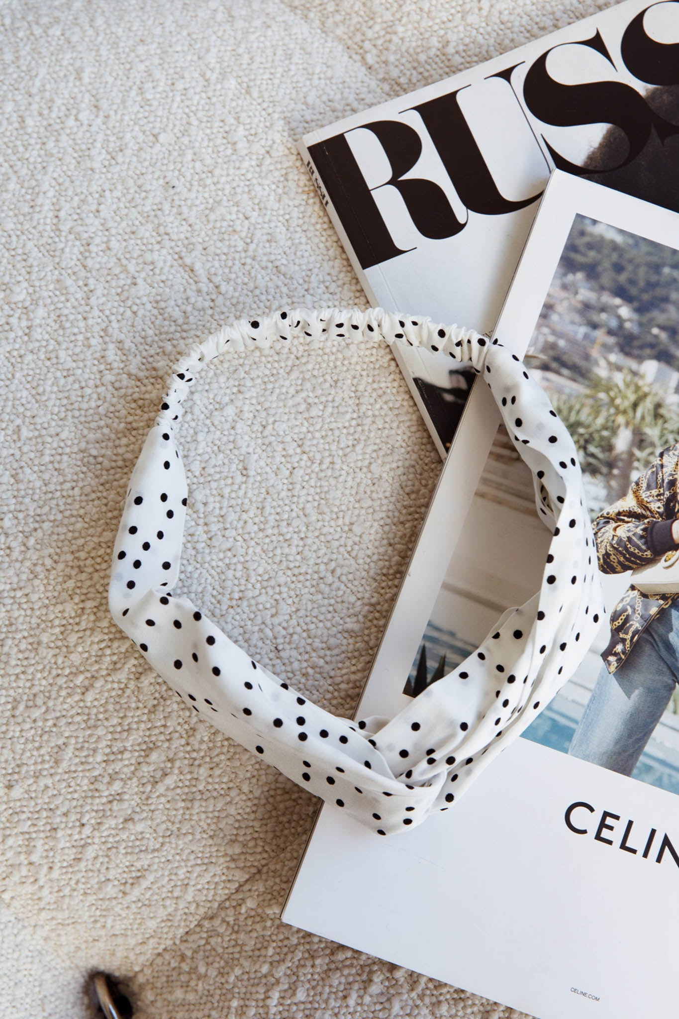 Top Knot Headband Spotted White by Selfie Leslie