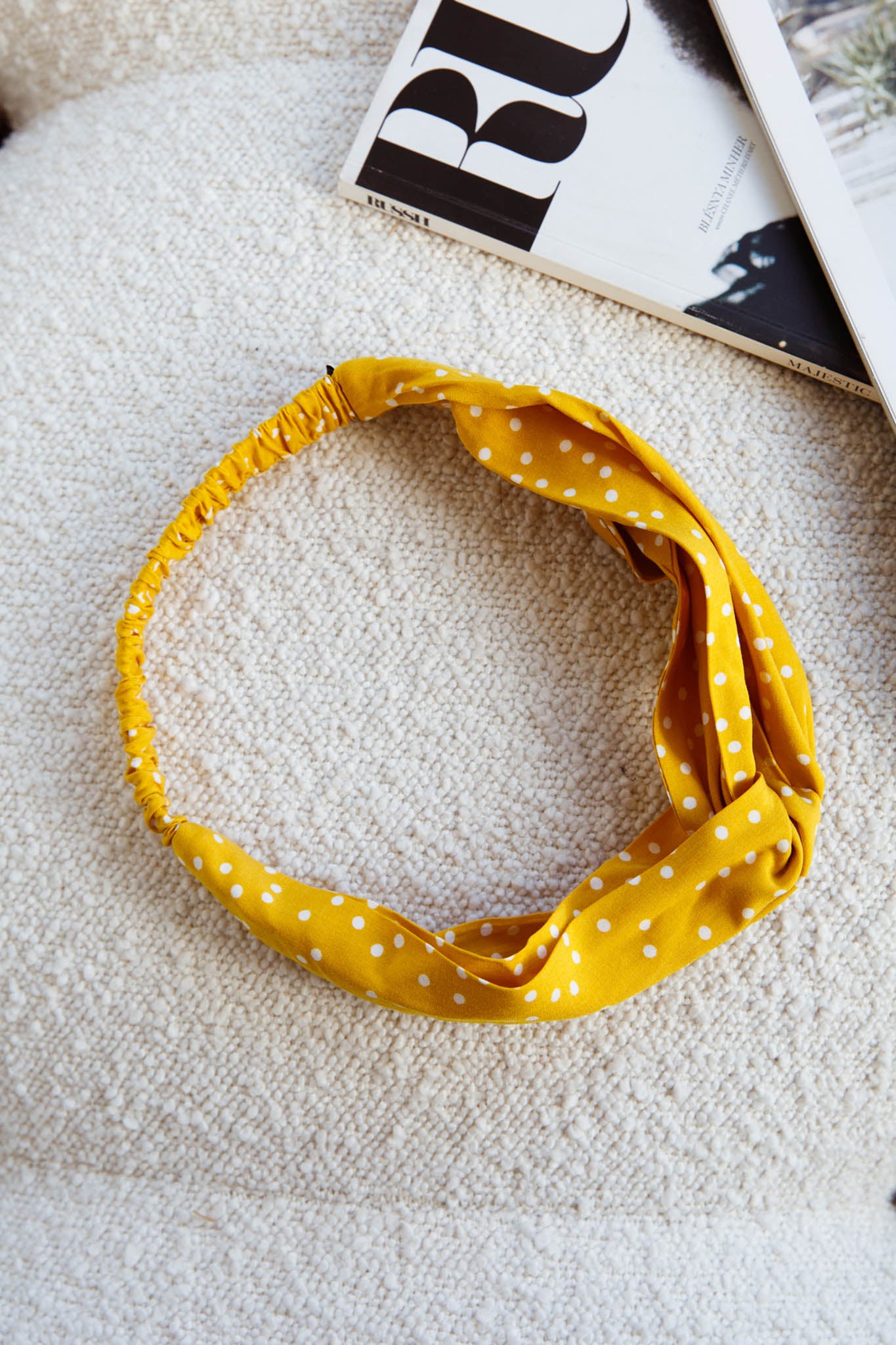 Top Knot Headband Spotted Yellow by Selfie Leslie