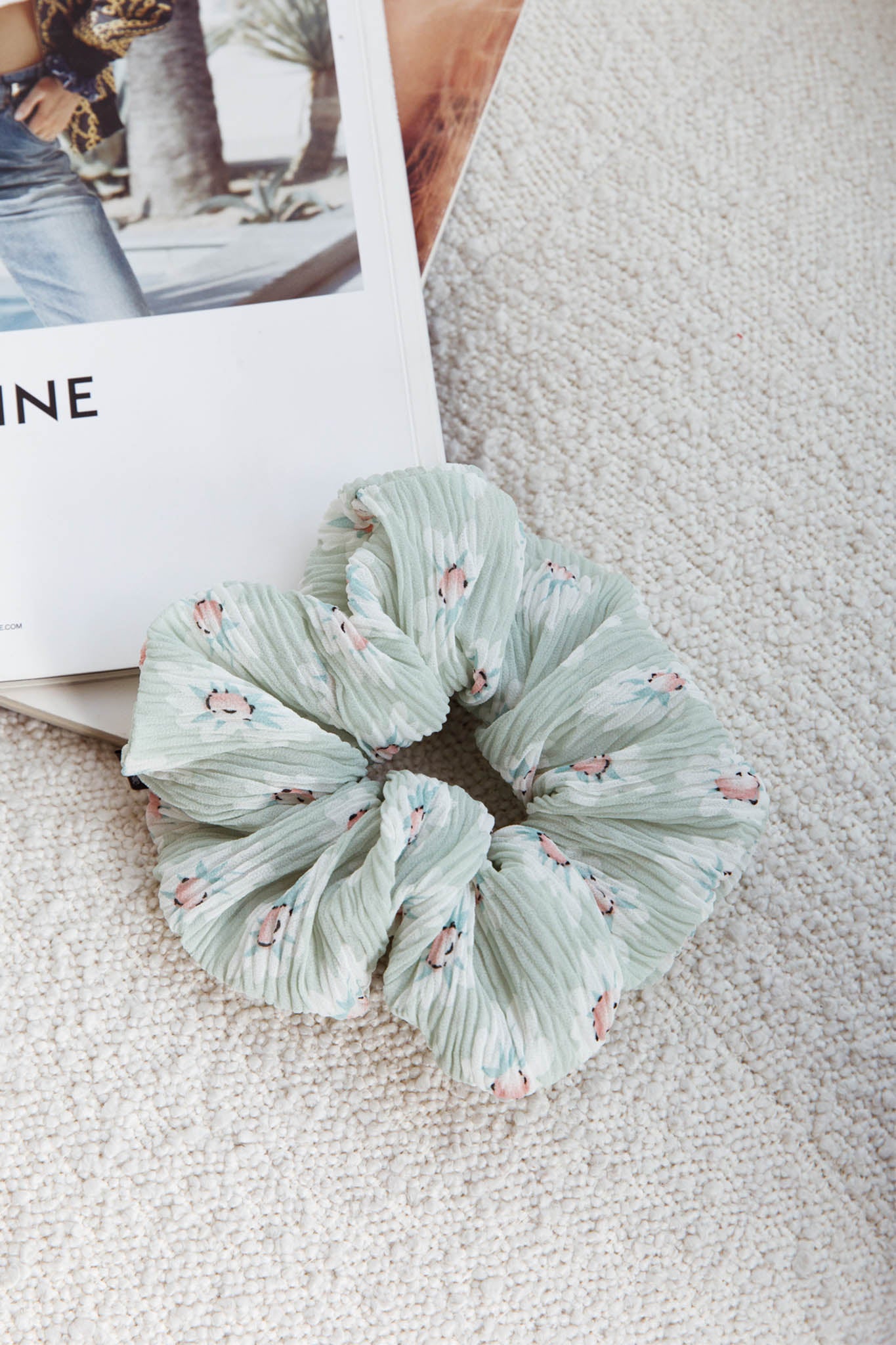 Chouchou Crepe Scrunchie Floral Sage by Selfie Leslie