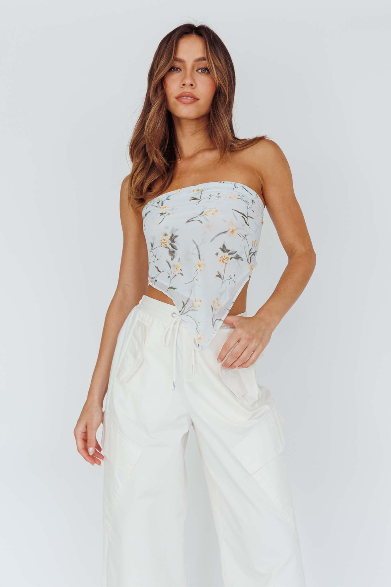 Sundaze Square Scarf Floral Blue by Selfie Leslie