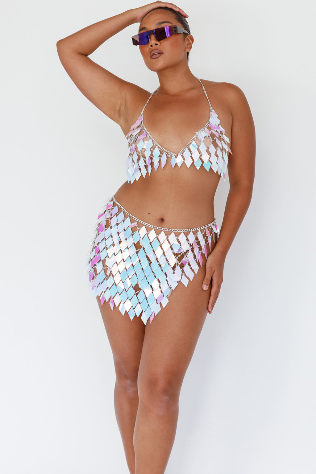 River Festival Shiny Sequins 2 Piece Set Purple by Selfie Leslie