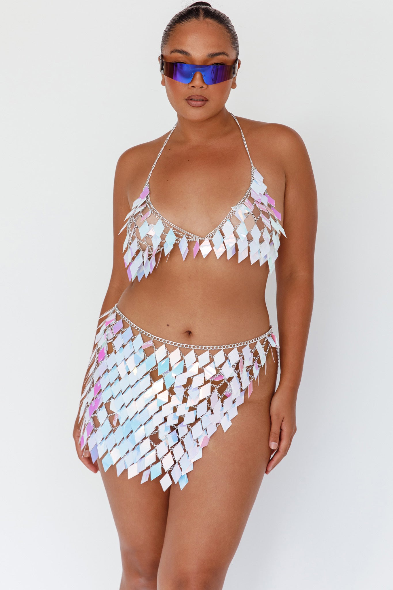 River Festival Shiny Sequins 2 Piece Set Purple by Selfie Leslie