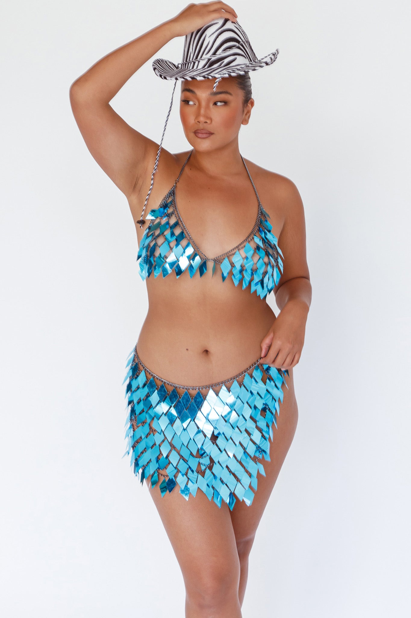 River Festival Shiny Sequins 2 Piece Set Blue by Selfie Leslie